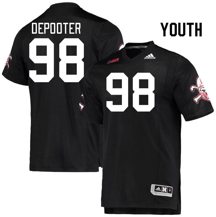 Youth #98 Will DePooter Nebraska Cornhuskers College Football Jerseys Stitched Sale-Black